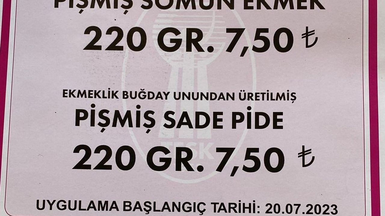 Ekmek Adana’da 20 Temmuz’dan itibaren 7.5 lira
