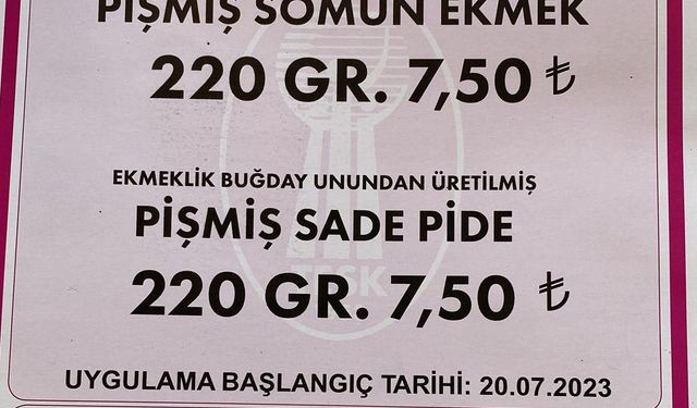 Ekmek Adana’da 20 Temmuz’dan itibaren 7.5 lira