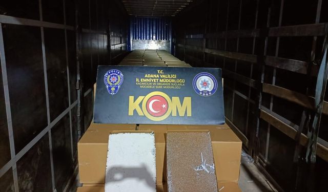 Adana'da 7 milyon 425 bin makaron ele geçirilen operasyonda 2 zanlı tutuklandı