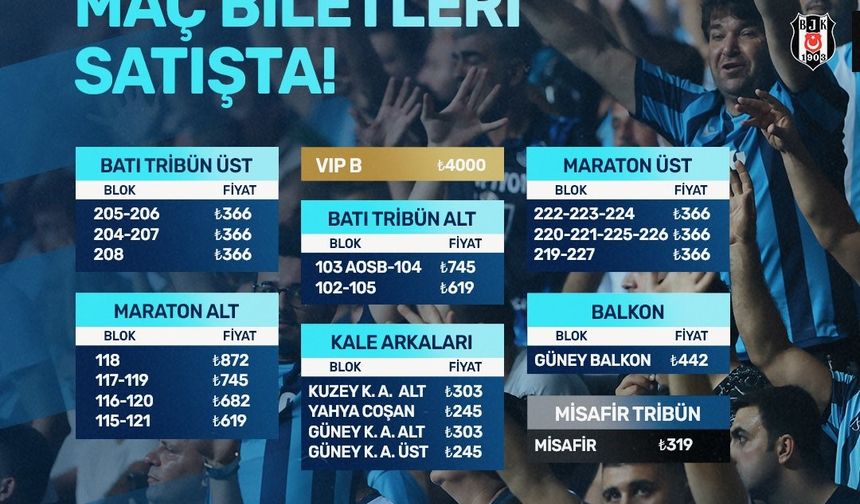 Y. Adana Demirspor - Beşiktaş maçının biletleri satışta