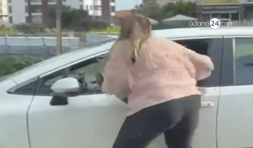 Adana'da araç içindeki kadını döven maganda kadın öğretmen çıktı