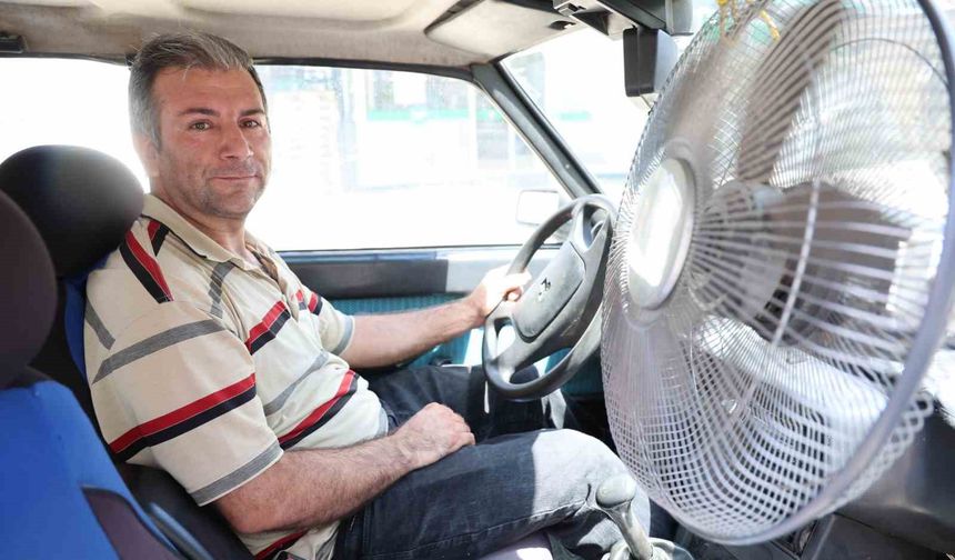 Adanalı sürücünün sıcaklığa karşı ilginç çözümü: 87 model araca vantilatör taktı