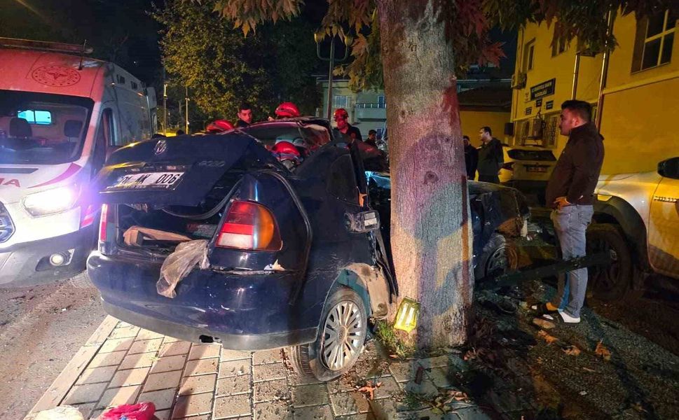 Adana'da ağaca çarpan otomobildeki çocuk öldü, sürücü ağır yaralandı