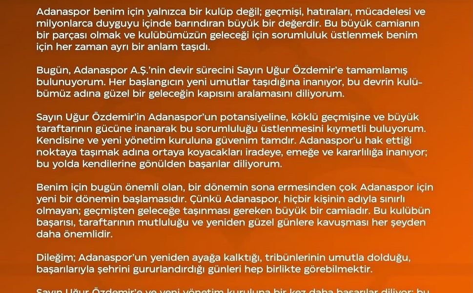 Adanaspor devredildi